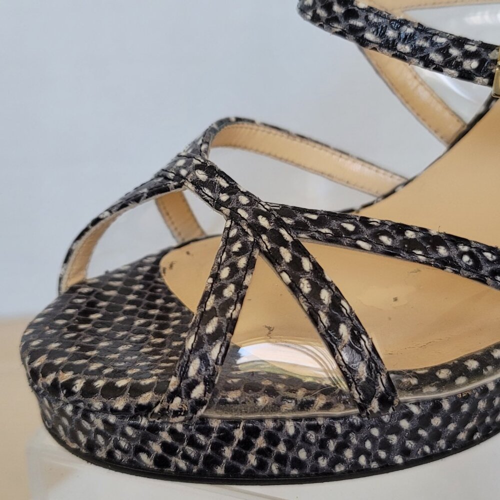 Kate Spade Riley Strappy Heels Platform Shoes Snakeskin And Clear Vinyl Sz 7.5B - Picture 14 of 17